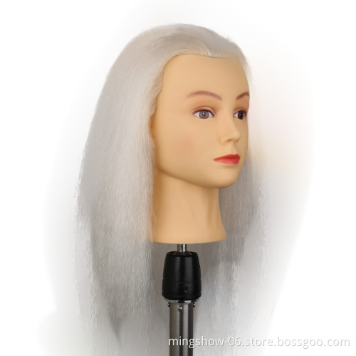 100% real human hair hairdresser doll barber mannequin hair training head